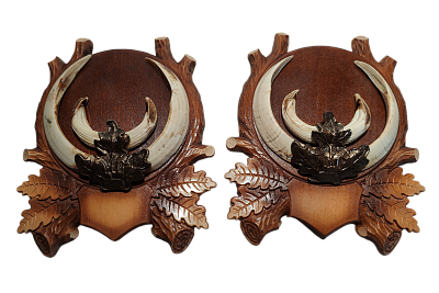 Превью Клыки кабана на резном медальоне