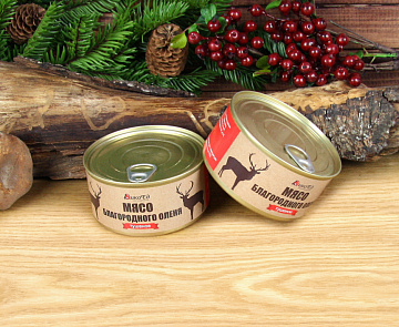 Фото Уценка. Тушеное мясо европейского оленя (мятые банки)