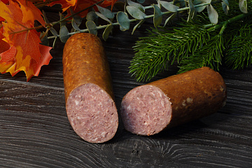 Фото Колбаса из благородного оленя полукопченая (охлажденная) 